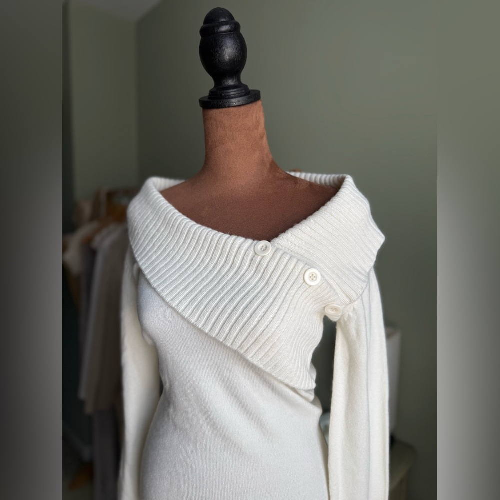 Say What? Cream Off-the-Shoulder Sweater - Picture 4 of 7
